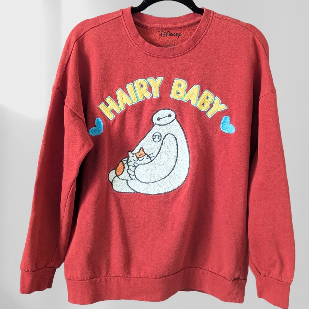 Disney Big Hero 6 Baymax & Mochi Hairy Baby Crewneck - Size Medium Rare